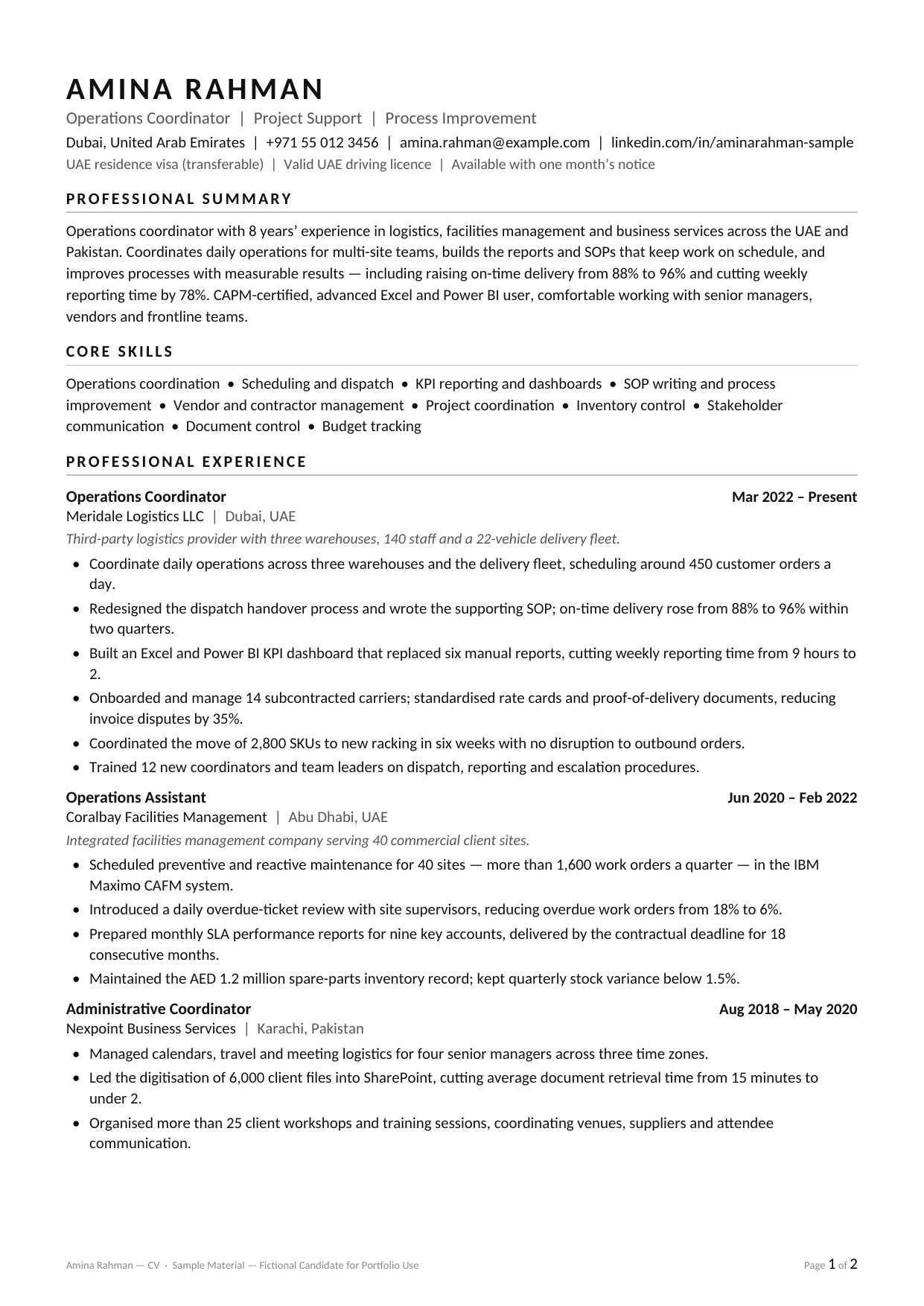 Amina Rahman ATS CV