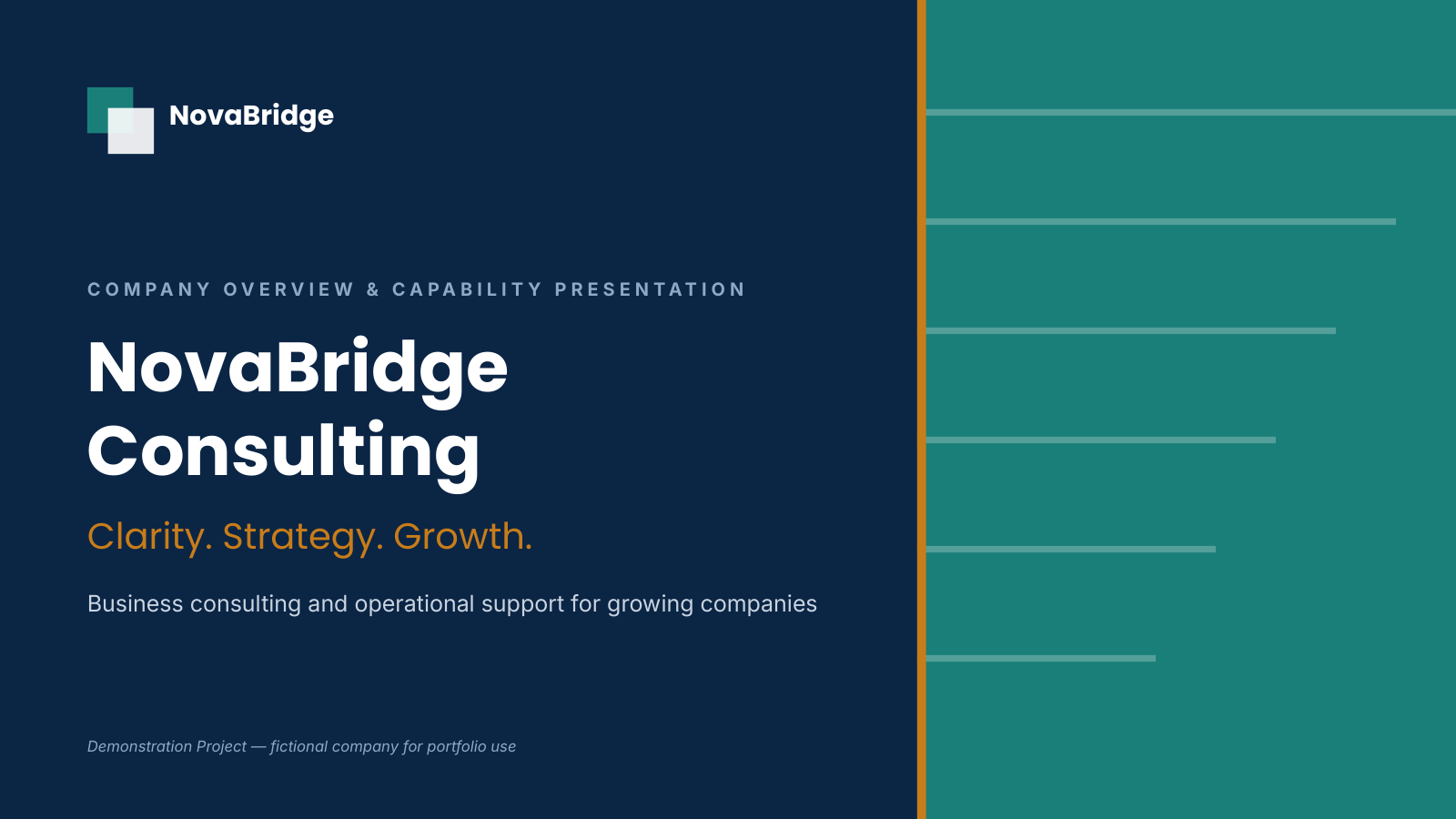 NovaBridge Consulting — Company Overview & Capability Presentation — slide 1 of 12